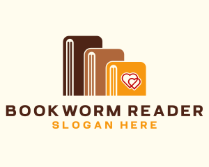 Reader - Book Heart Library logo design