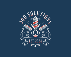 Scissors Comb Barbershop logo design