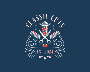 Scissors Comb Barbershop logo design