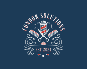 Scissors Comb Barbershop logo design