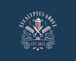 Scissors Comb Barbershop logo design