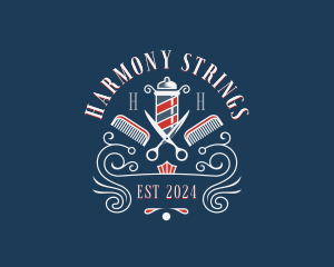 Scissors Comb Barbershop logo design