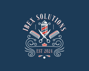 Scissors Comb Barbershop logo design