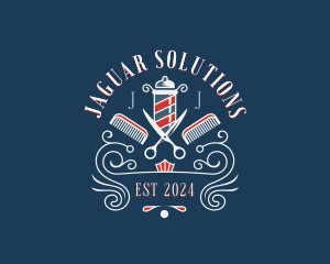 Scissors Comb Barbershop logo design