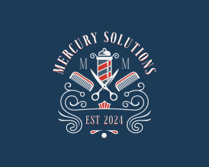 Scissors Comb Barbershop logo design