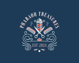 Scissors Comb Barbershop logo design