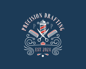 Scissors Comb Barbershop logo design