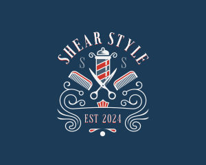 Scissors Comb Barbershop logo design