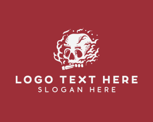 Tattoo - Hipster Skull Cigarette logo design