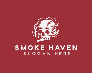 Hipster Skull Cigarette logo design