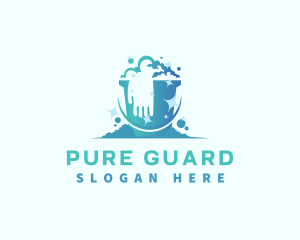 Disinfectant - Bucket Glove Cleaning logo design