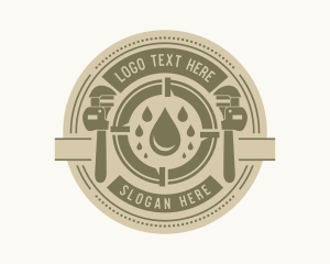Pipe Wrench Water Emblem  logo design