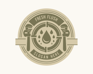 Toilet - Pipe Wrench Water Emblem logo design