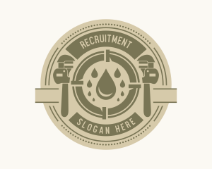 Plumber - Pipe Wrench Water Emblem logo design