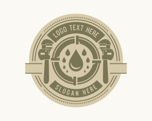 Water - Pipe Wrench Water Emblem logo design