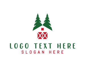 Cabin - Pine Tree Barn logo design