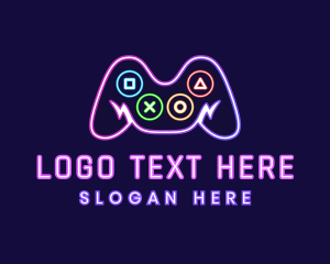 Playstation - Neon Game Console logo design