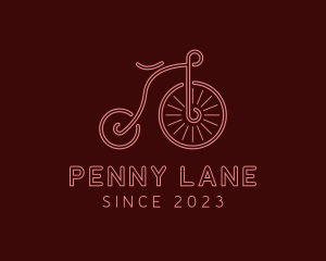 Minimalist Penny Farthing Bike logo design