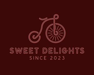 Minimalist Penny Farthing Bike logo design