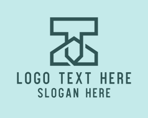 Contractor - Green House Letter T logo design