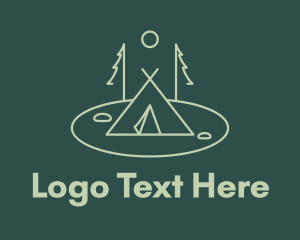 Trekking - Minimalist Night Tent logo design