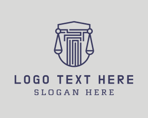 Pillar - Blue Column Scale logo design