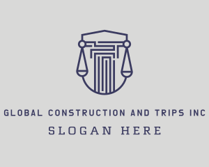 Court House - Blue Column Scale logo design