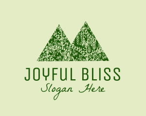 Happiness - Green Forest Mountain logo design