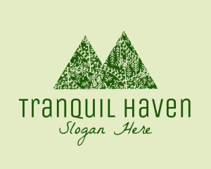 Peaceful - Green Forest Mountain logo design