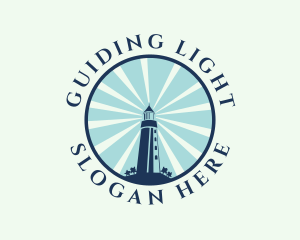 Blue Lighthouse Beacon logo design