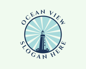 Blue Lighthouse Beacon logo design