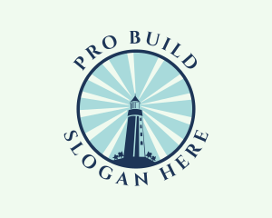 Blue Lighthouse Beacon logo design