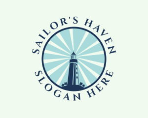 Blue Lighthouse Beacon logo design