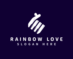 Piano Love Hand Gesture logo design