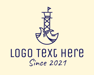 Nautical - Blue Watchtower Structure logo design