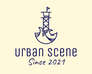 Scene - Blue Watchtower Structure logo design