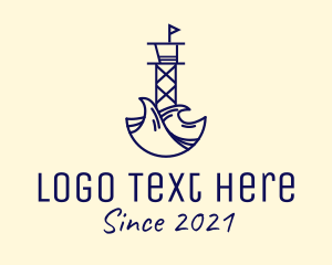 Pier - Blue Watchtower Structure logo design