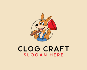 Clog - Plunger Kangaroo Handyman logo design