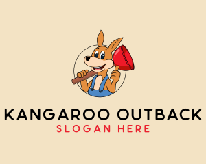 Plunger Kangaroo Handyman logo design