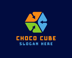 Directional Arrow Cube logo design