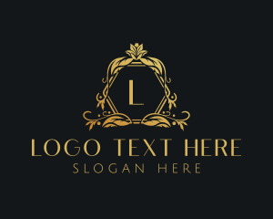 Luxe - Golden Floral Beauty Boutique logo design