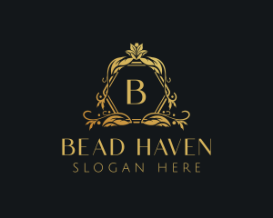 Golden Floral Beauty Boutique logo design