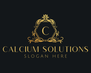 Golden Floral Beauty Boutique logo design