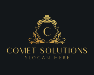 Golden Floral Beauty Boutique logo design