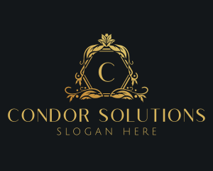 Golden Floral Beauty Boutique logo design