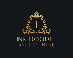 Golden Floral Beauty Boutique logo design