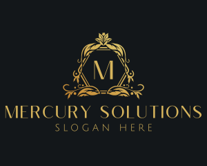 Golden Floral Beauty Boutique logo design