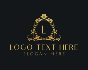 Letter L - Golden Floral Beauty Boutique logo design