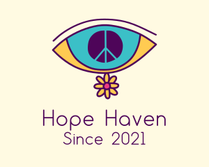 Eye Clinic - Hippie Peace Eye logo design