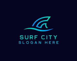 Fin Surf Wave logo design